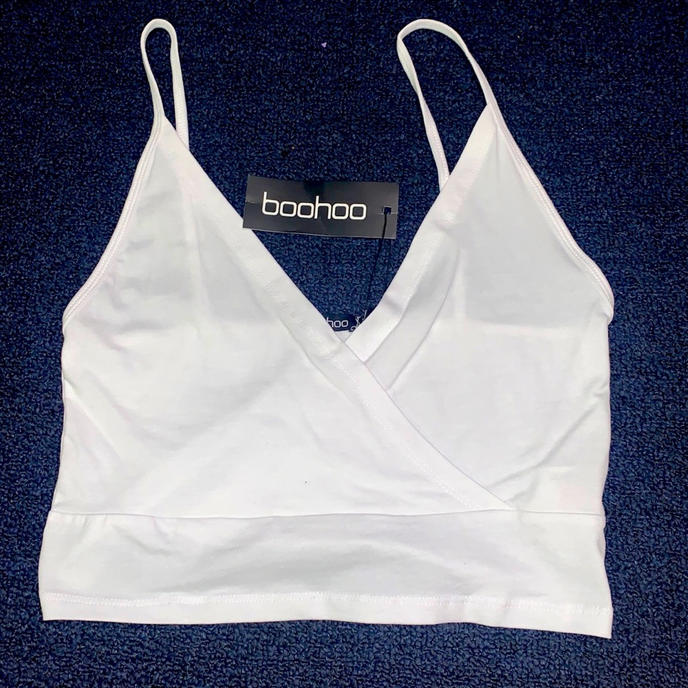 White Wrapover Crop Top